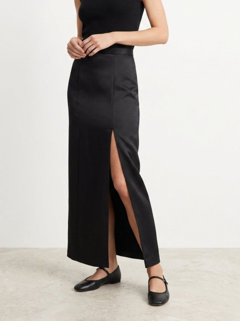 Vintage Styleworks Skirt Black Maxi Satin Goth Whimsigoth Formal 14